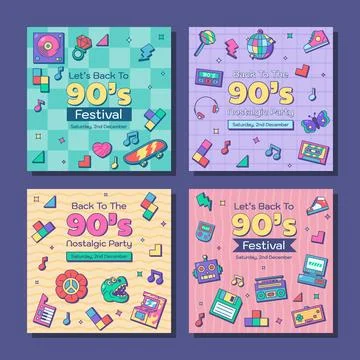 Join Up Nineties Party Post Template Stock Illustration