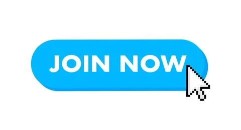 Join now button with cursor. Pointer click. Vector web button. イラスト素材