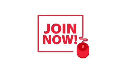 Join Now Button with Mouse Clicking on White and Green Screen Stock Footage 315006514