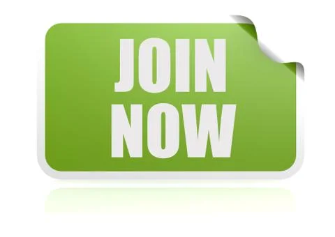Join now green sticker Stock Illustration