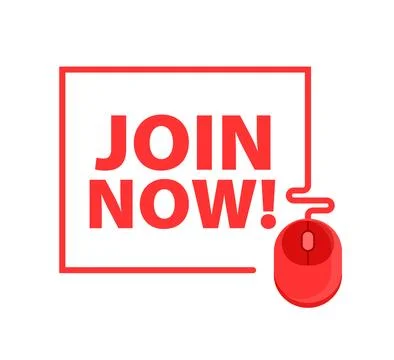 Join now label. Click arrow. Vector illustration. Illustrazione stock