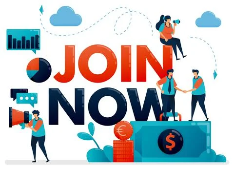 Join now poster for referral program. Promotion of we are hiring . Announceme Stock Illustration