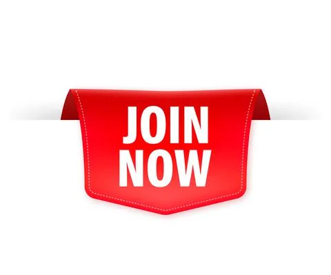 Join now red label on white background. Vector illustration. Stock Illustration