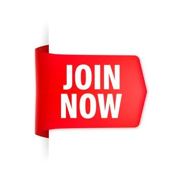 Join now red label on white background. Vector illustration. Stock Illustration