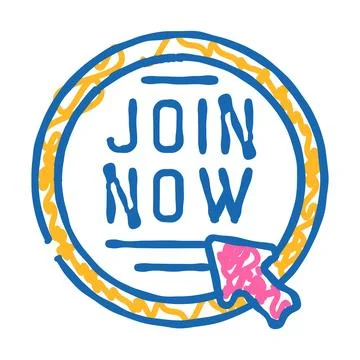 Join now registration icon doodle illustration Illustrazione stock