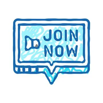 Join now registration icon doodle illustration 库存插图