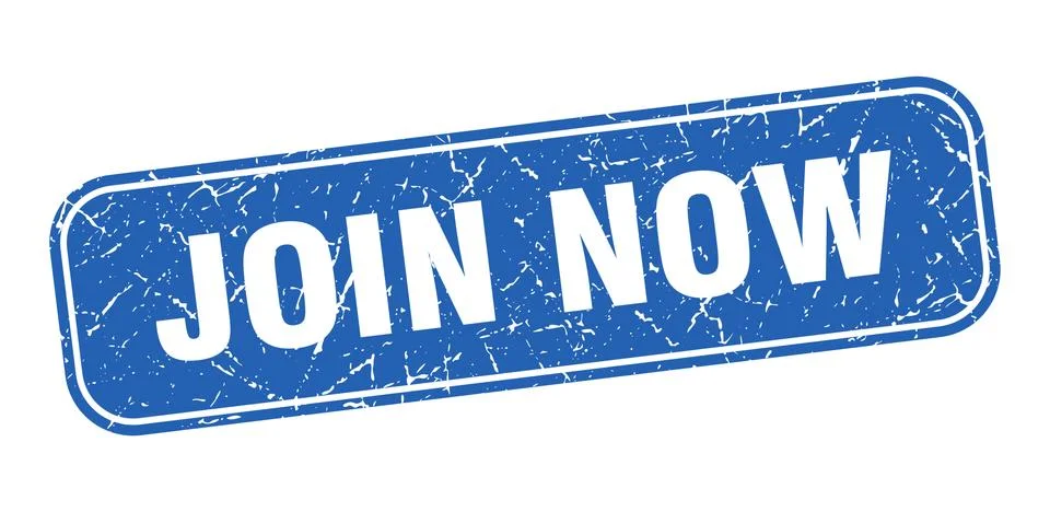 Join now stamp. join now square grungy blue sign. Stock Illustration