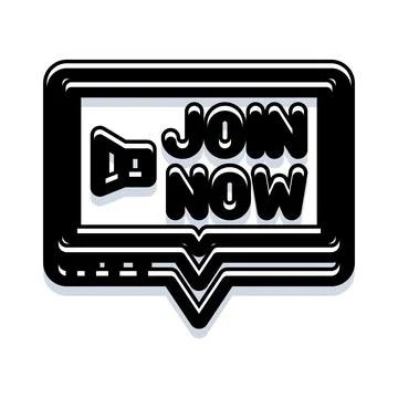 Join now text inside black speech bubble icon Stock Illustration