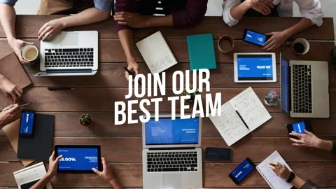 Join our best team - text animation with  background image Stock Footage 242584409