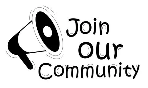 Join our community. Join the team. Advertising banner with loudspeaker Иллюстрация