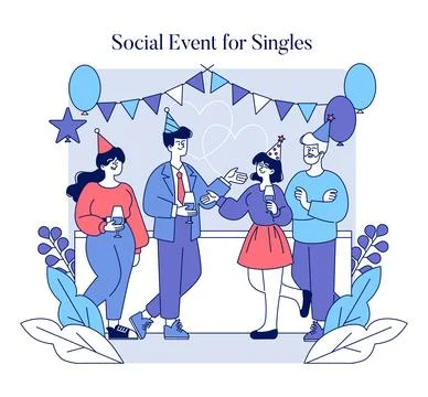 Join our exciting social event for singles where you can make new connections Stock Illustration