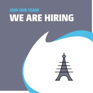 Join Our Team. Busienss Company Eiffel tower We Are Hiring Poster Callout Des 스톡 일러스트