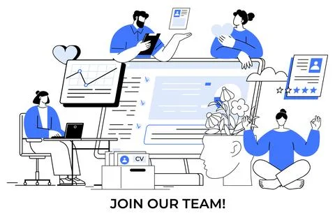 Join Our Team Concept Recruitment, Teamwork, and Office Dynamics Stock Illustration