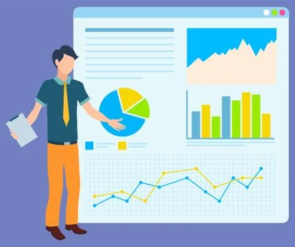 Join to Our Team Poster, Man Making Report. Board Stock Illustration