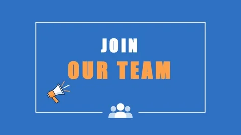 Join our team recruitment animation with megaphone on blue background. 4K 库存影片 344846719