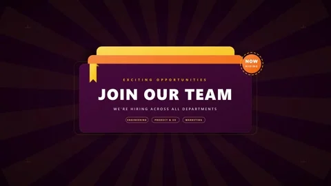 Join our team recruitment motion hiring announcement animation job opening .. Stock Footage 344855649