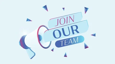 Join our team text with 3d realistic megaphone animation. Megaphone sign banner Stock Footage 226812601