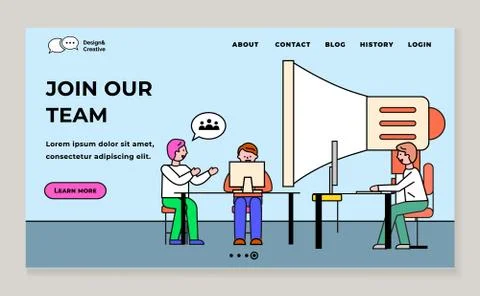 Join Our Team Workers in Office Teamwork Vector イラスト素材