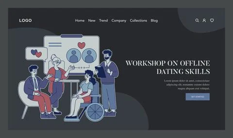 Join our workshop on Offline Dating Skills to build meaningful connections and Illustrazione stock
