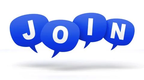 Join speech bubbles 3d concept illustration Stock Illustration