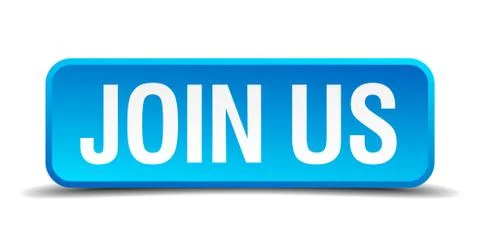 Join us blue 3d realistic square isolated button Stock Illustration