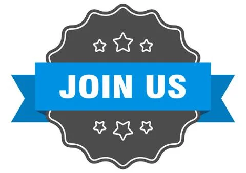 Join us blue label. join us isolated seal. join us Stock Illustration