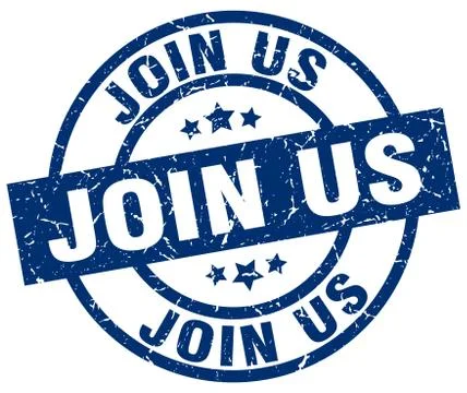 Join us blue round grunge stamp Stock Illustration