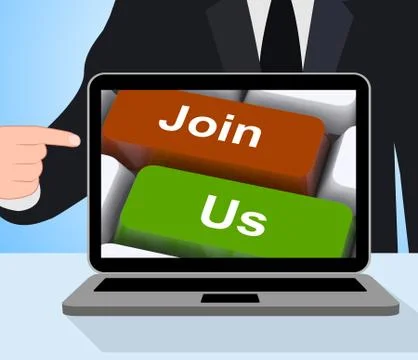 Join us computer mean membership or subscription Ilustración de archivo