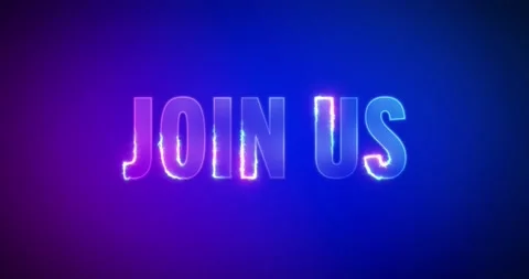Join us. Electric lightning words. Logotype 스톡 동영상 136078877