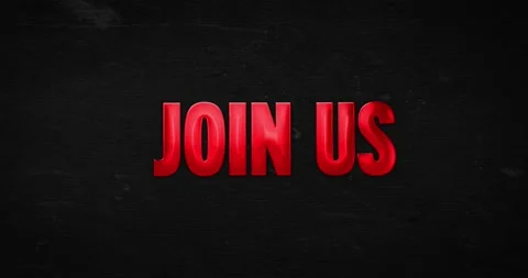 Join us. Glossy red word animation Stock Footage 138175955