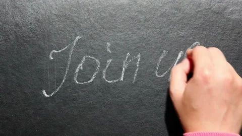 Join us - hand write text on blackboard, connection and communication concept Vídeos de archivo 94029615