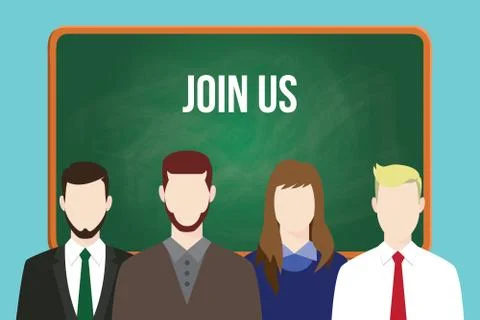 Join us hr human resource business illustration team stand together with text on Stock-Illustration