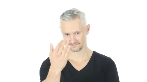Join Us, Inviting Gesture by Middle Aged Man, White Background Stock Footage