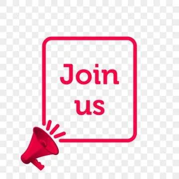 Join Us message quote in megaphone badge isolated on transparent background.  Stock Illustration