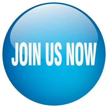 Join us now blue round gel isolated push button Stock Illustration