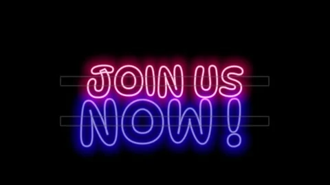 Join us now neon sign Stock Footage 255840966