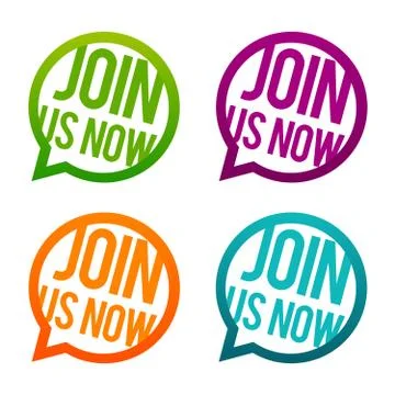 Join us now round Buttons. Circle Eps10 Vector. Illustrazione stock