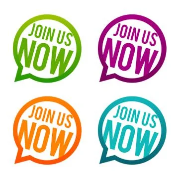 Join us now round Buttons. Circle Eps10 Vector. Stock Illustration