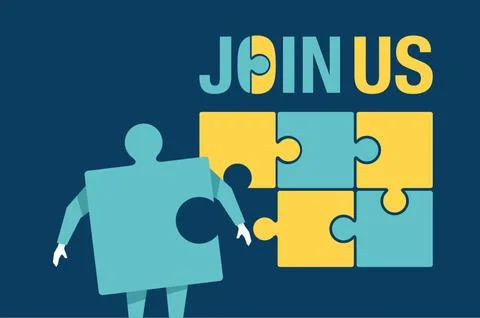 Join-Us people-as-puzzle front Stock Illustration