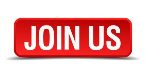 Join us red 3d square button isolated on white Stock Illustration