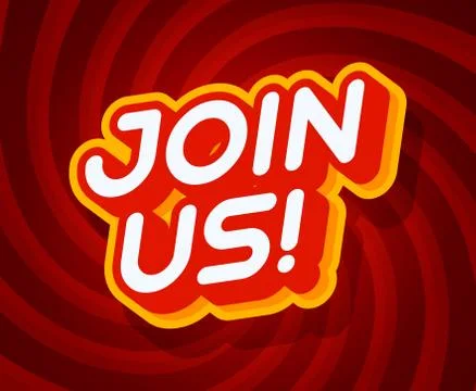 Join us red and yellow text effect template with 3d type style and retro conc Stock Illustration