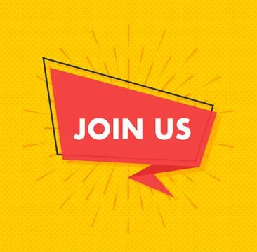 Join us speech bubble, Label. Vector stock illustration. Stock Illustration
