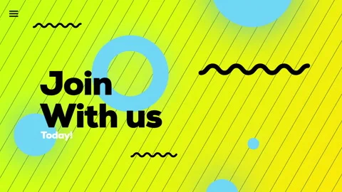 Join with us today, text animation with black text and yellow green backgrou Stock Footage 242488629