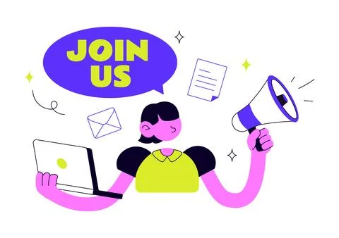 Join Us Vector Illustration Featuring Recruitment Campaign, Hiring Announce.. Stock Illustration