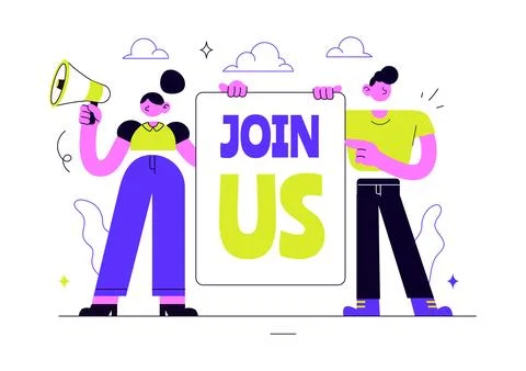 Join Us Vector Illustration Featuring Recruitment Campaign, Hiring Announce.. Stock Illustration