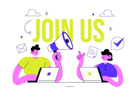 Join Us Vector Illustration Featuring Recruitment Campaign, Hiring Announce.. Stock Illustration