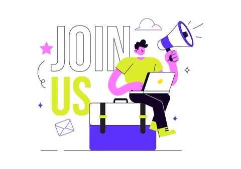 Join Us Vector Illustration Featuring Recruitment Campaign, Hiring Announce.. Stock Illustration