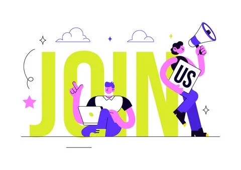 Join Us Vector Illustration Featuring Recruitment Campaign, Hiring Announce.. Stock Illustration
