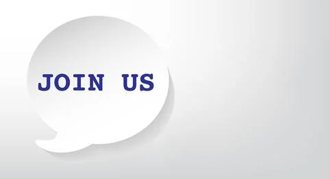 Join us, white round text message, bubble. Copy space. Stock Illustration