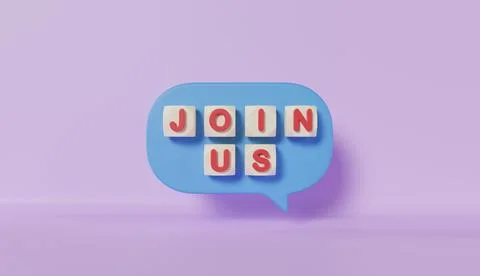 Join Us Word on pink background 库存插图